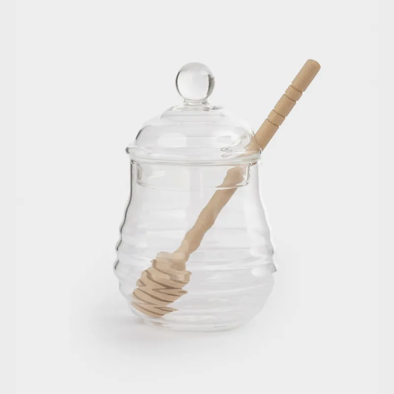 Балға арналған банкі, 270 мл, қасықпен, шыны Б/ағаш, Honey