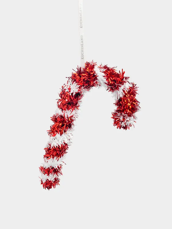 Игрушка елочная, 15 см, мишура/пластик, красно-белая, Леденец, Tinsel christmas, image-0