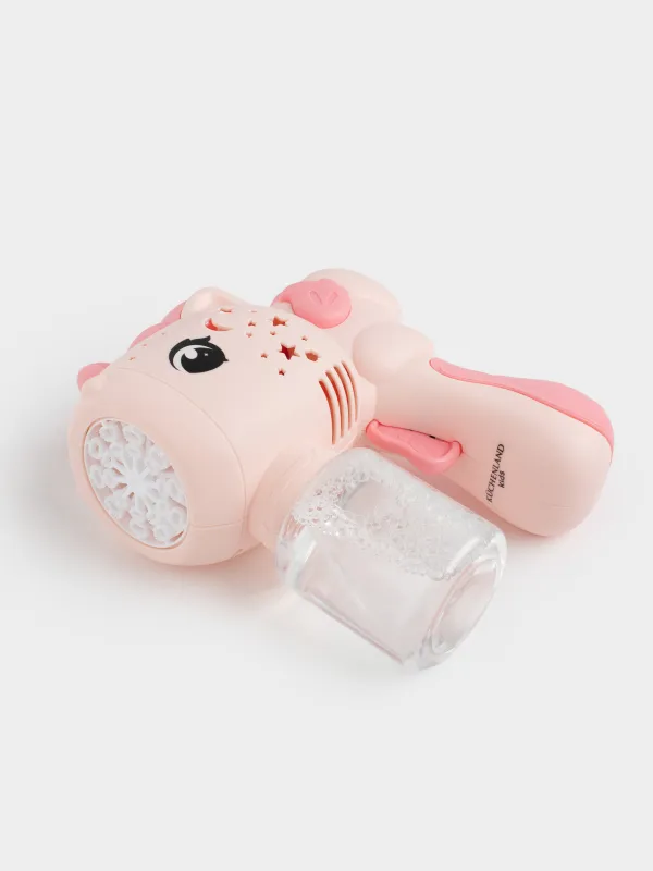 Сабын көпіршігі генераторы, 16 см, жарықтандырылған, пластик, қызғылт, Бір мүйізді, Unicorn, image-2