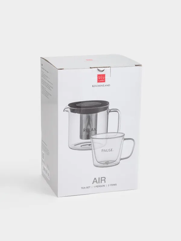 Набор чайный, 1 перс, 2 пр, стекло Б/сталь/пластик, Air, image-6