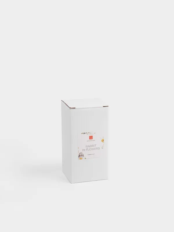 Жұмыртқа тұғыры, 13 см, керамика, сүт түстес, Жұмыртқа, Гүлдер, Rabbit in flowers, image-3