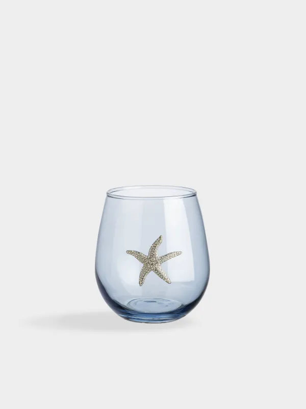 Стақан, 8 см, 350 мл, шыны/металл, көгілдір, Күміс жұлдыз, Lux elements, image-0