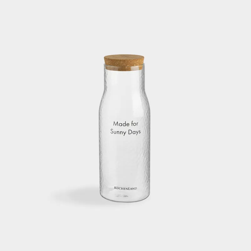 Бутылка для напитков, 1 л, стекло Б/пробка, Made for sunny days, Ripply font