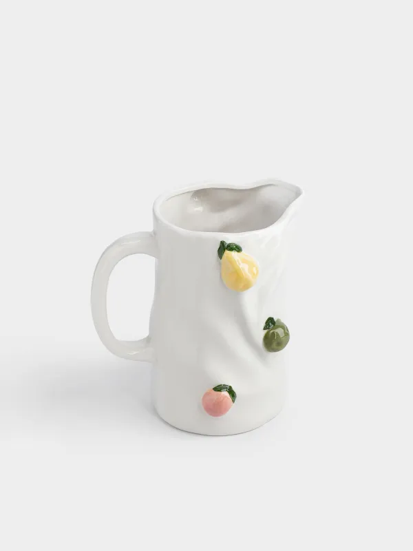 Кувшин, 2,2 л, керамика D, молочный, Фрукты, Crumple fruits, image-4