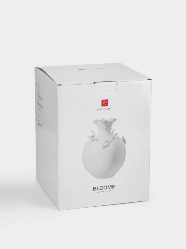 Гүл вазасы, 26 см, керамика, сүт түстес, Жапырақтар, Bloome, image-4