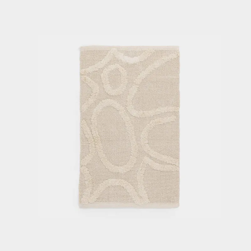 Кілемше, 50x80 см, тайғанамайтын, мақта, бежевый, Геометриялық, Textured