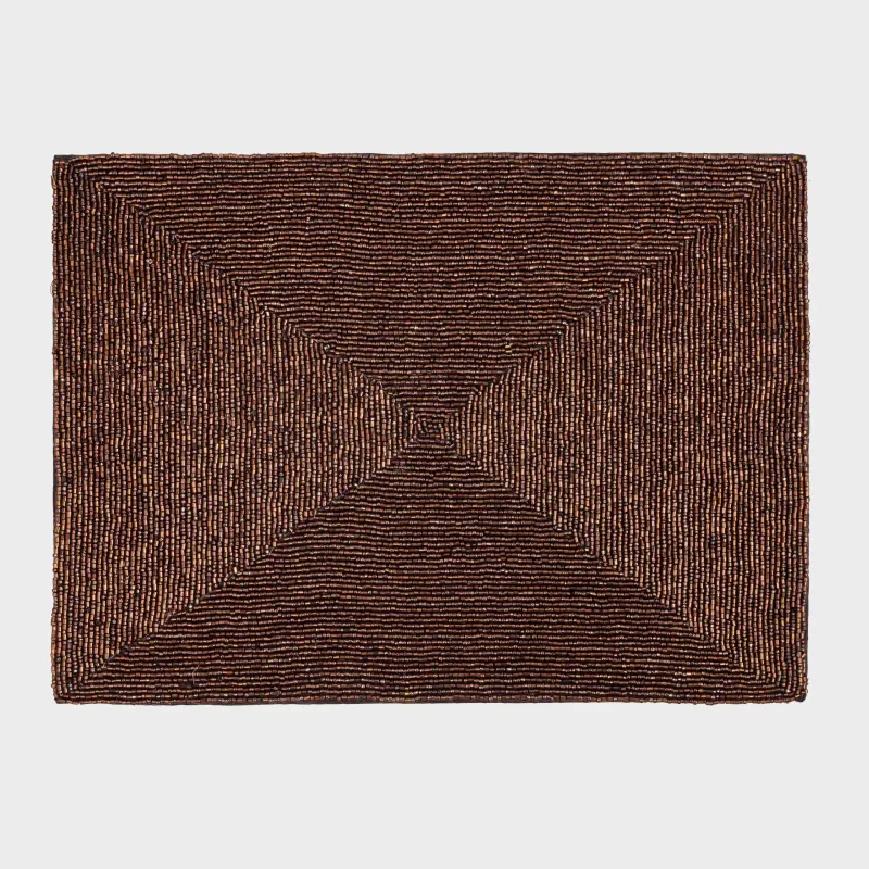 Салфетка под приборы, 30х40 см, бисер, прямоугольная, темно-бронзовая, Shiny beads, image-0