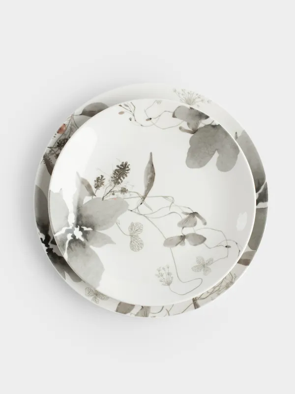 Ас сервизі, 6 адам, 19 зат, фарфор N, Сұр гүлдер, Watercolor, image-3