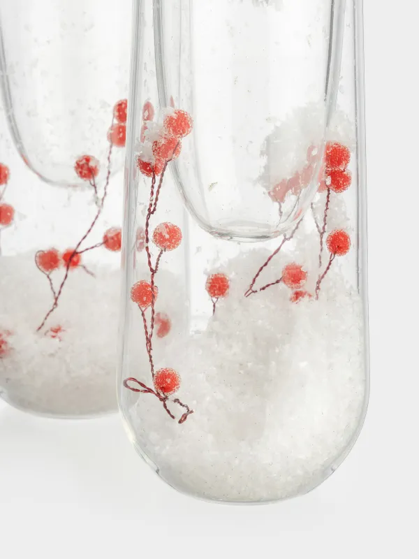 Шампан бокалы, 100 мл, 2 дана, шыны Б, ішінде бұтақтары мен қызыл жидектері бар, Air decor, image-3