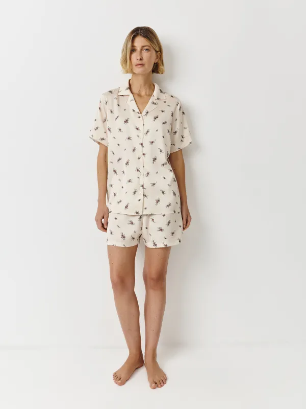 Әйелдер шорттары, үйге арналған, өлшемі L, полиэстер, сүт түстес, Гүлдер, Roktania, image-1