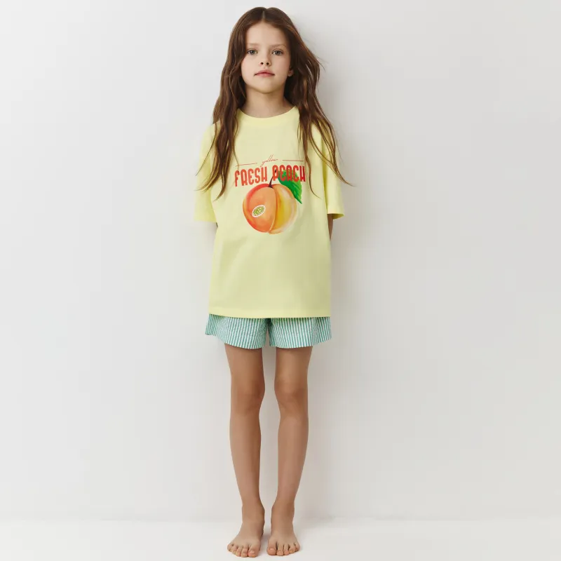 Балалар шорттары, үйге арналған, өлшемі 104 см, қыздарға арналған, мақта, жасыл, Жолақ, Carly