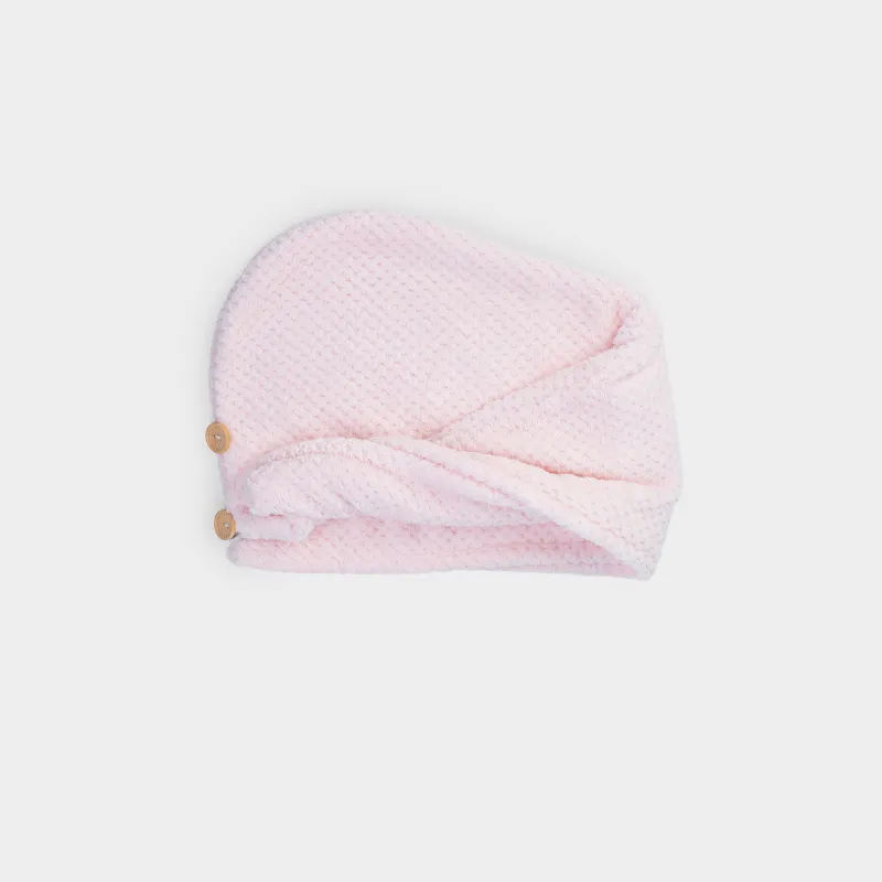 Полотенце-тюрбан для волос, 62х24 см, микроволокно, розовое, Fiber spa