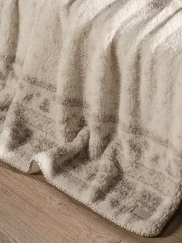 Плед, 130х170 см, шерпа, молочно-бежевый, Узоры, Sherpa, image-2