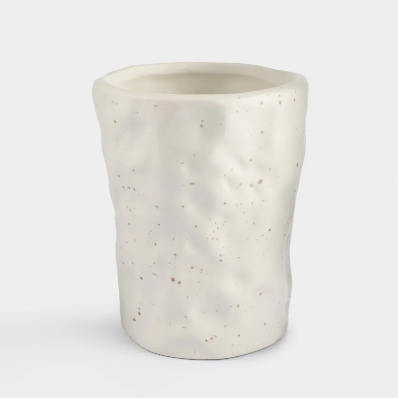 Косметикалық щеткаларға арналған стенд, 12 см, керамика, сүт түстес, дақтары бар, Crumple speckled