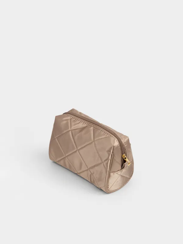 Косметикалық сөмке, 21х13 см, сырылған, сәтен, сүт түстес, Quilted silk, image-2