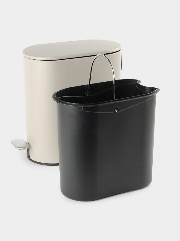 Қоқыс контейнері, 5 л, педаль, болат / пластик, сарғылт-қоңыр-сұр, Giza, image-7