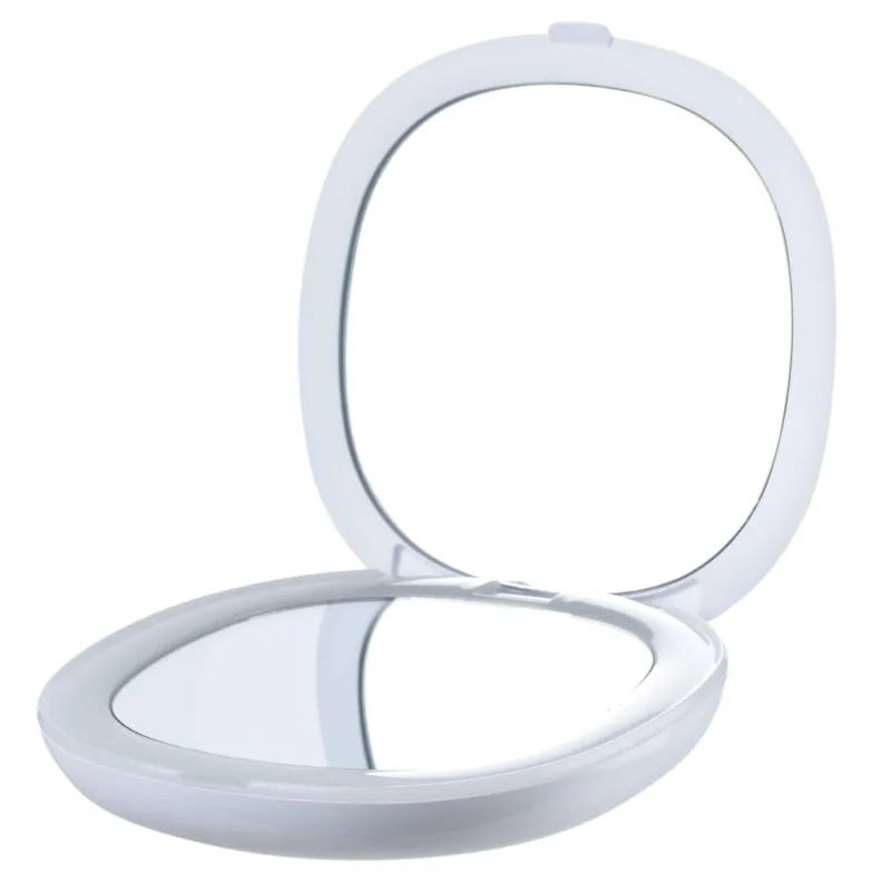 Қалта айнасы, 7 см, қайтымды, жарықтандырылған, пластик, ақ, B&W, image-1