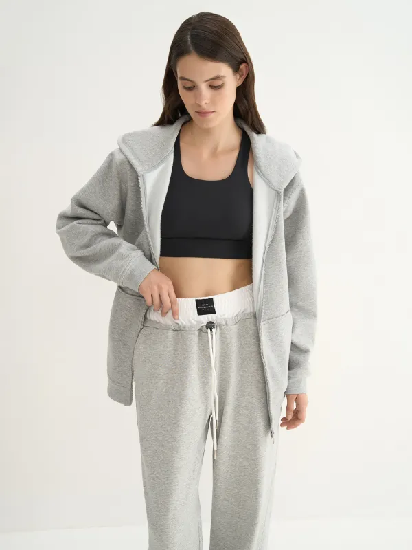 Әйелдер толстовкасы, өлшемі L, сыдырмасы мен капюшоны бар, мақта/полиэстер, сұр, Donatine, image-5