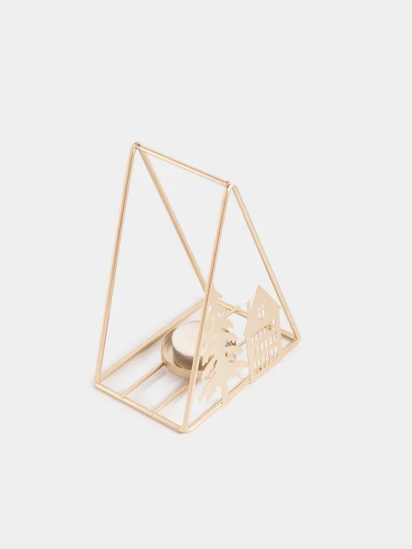 Подсвечник, 13х16 см, для чайной свечи, Елка и домик, Champagne style, image-2