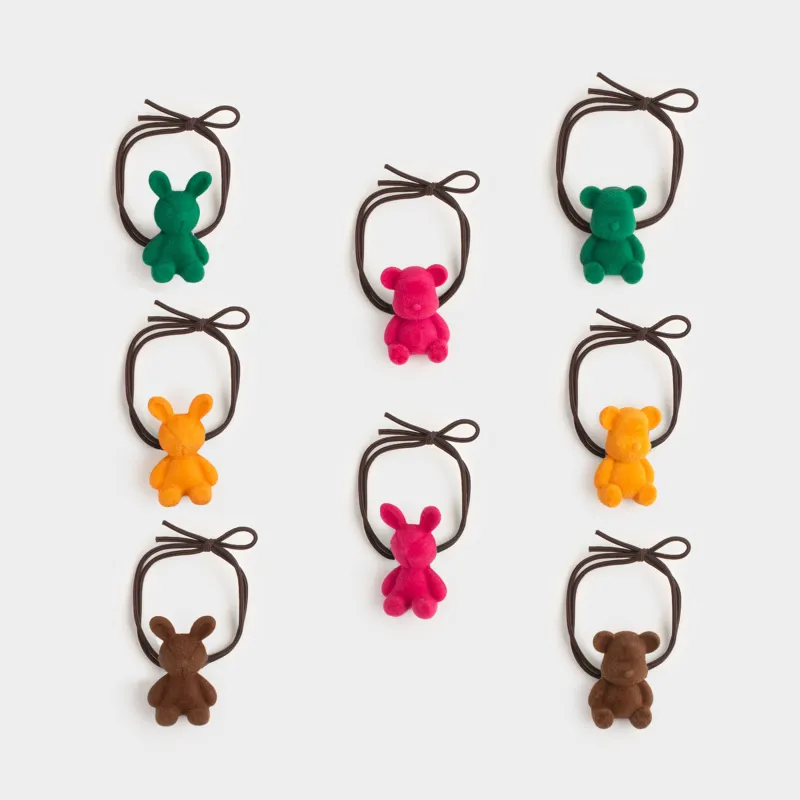 Резинка для волос, 3 см, 8 шт, полиэстер/пластик, цветная, Мишка/Зайка, Gracile