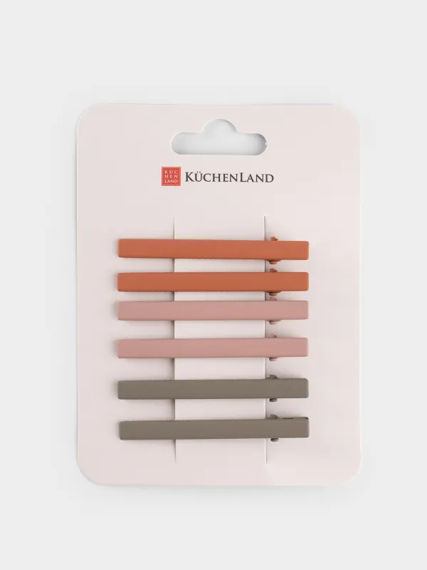 Шаш қыстырғыш, 6 см, 6 дана, металл, Түрлі-түсті қоспа, Basic, image-4