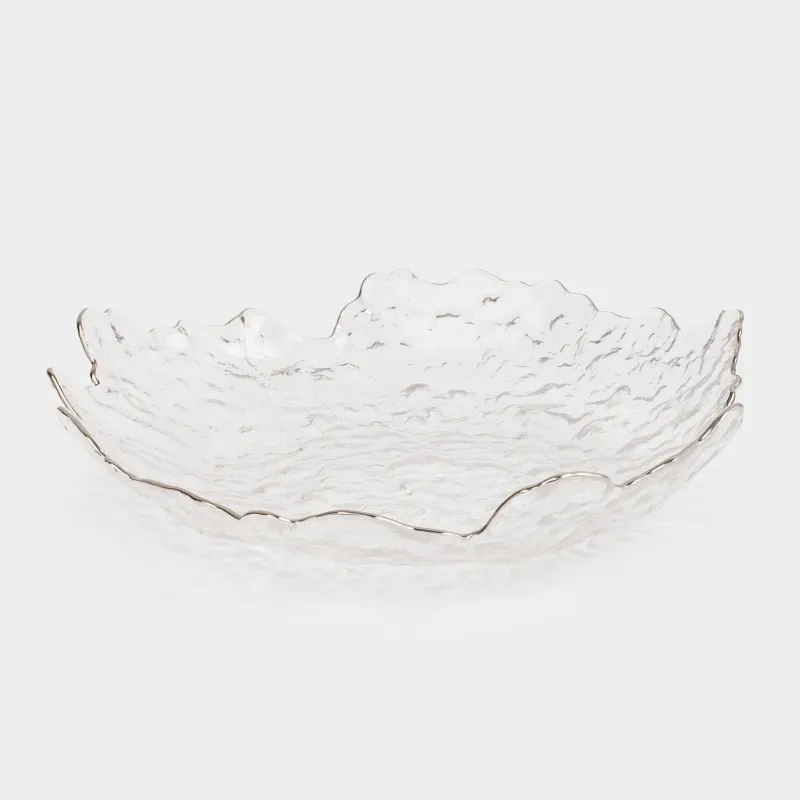 Ыдыс, 25 см, шыны, күміс жиектері бар, Nautilus silver