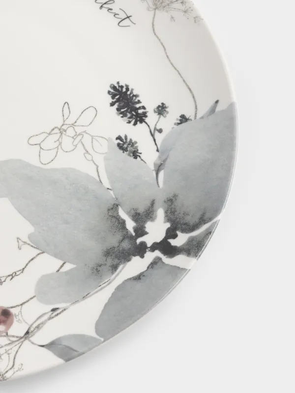 Түскі ас тәрелкесі, 27 см, фарфор N, Сұр гүлдер, Watercolor, image-4