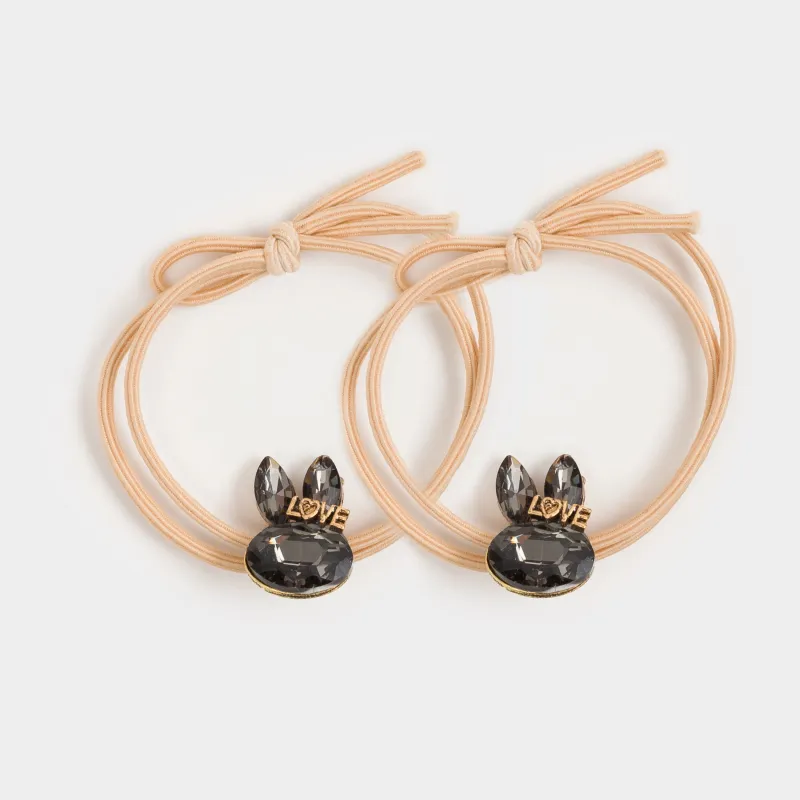 Шашқа арналған серпімді жолақ, 4 см, 2 дана, полиэстер / пластик, сүт, қоян, Rabbit