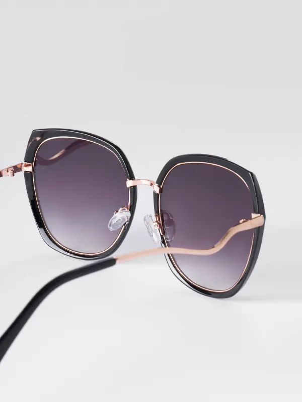 Күннен қорғайтын көзілдірік, пластик / металл, қара, Үлкен, геометриялық, image-3