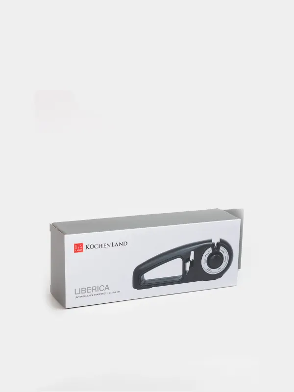 Точило для ножей и ножниц, 24 см, 3 этапа/4 вида заточки, пластик/керамика, черное, Liberica, image-4