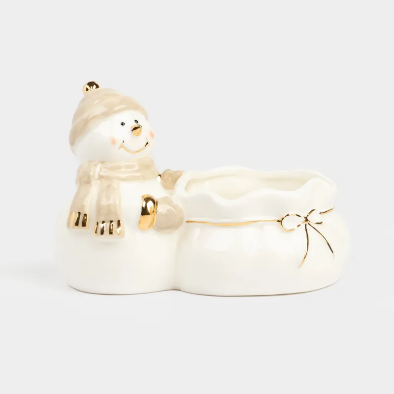 Кәмпит ыдысы, 17х12 см, фарфор P, ақ және сарғылт-қоңыр, Сөмкесі бар аққала, Snowy