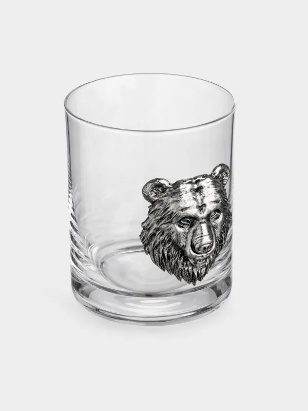 Виски стақаны, 10 см, 340 мл, шыны/металл, күміс, аю, Lux elements, image-1