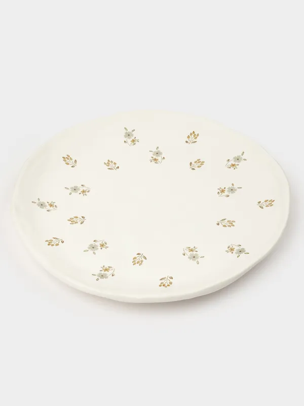 Ыдыс, 23 см, керамика, сүт түстес, ескірген гүлдер, La flore, image-1