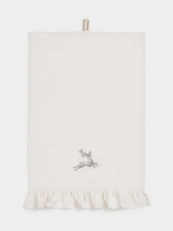 Полотенце кухонное, 40х60 см, со сборкой, хлопок, молочное, Олень, Woodland story, image-0