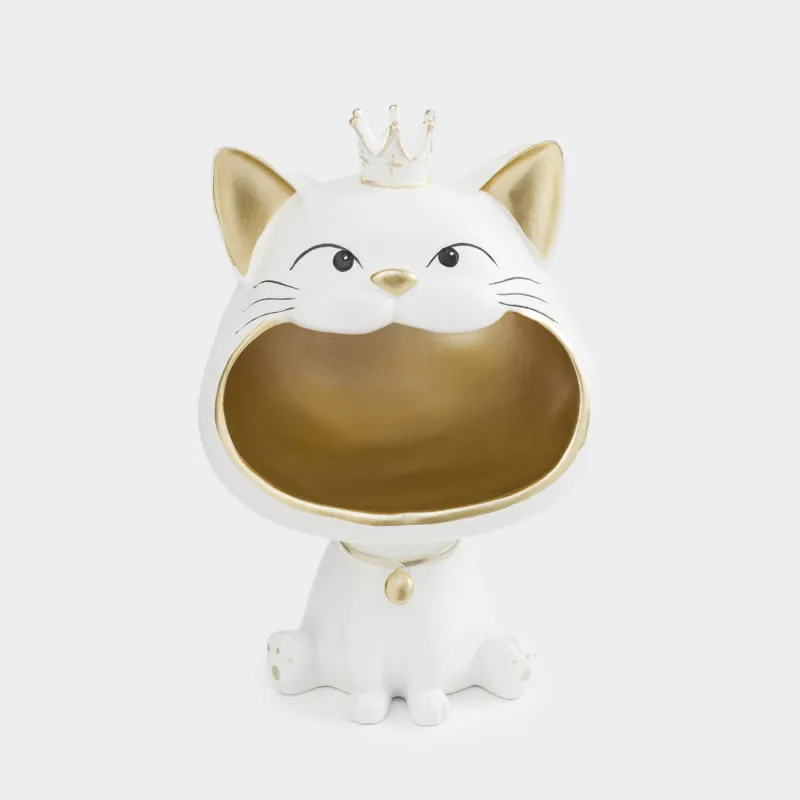 Кәмпит ыдысы, 27х17 см, полирезин, сарғылт-қоңыр, Тәждегі мысық, Cat