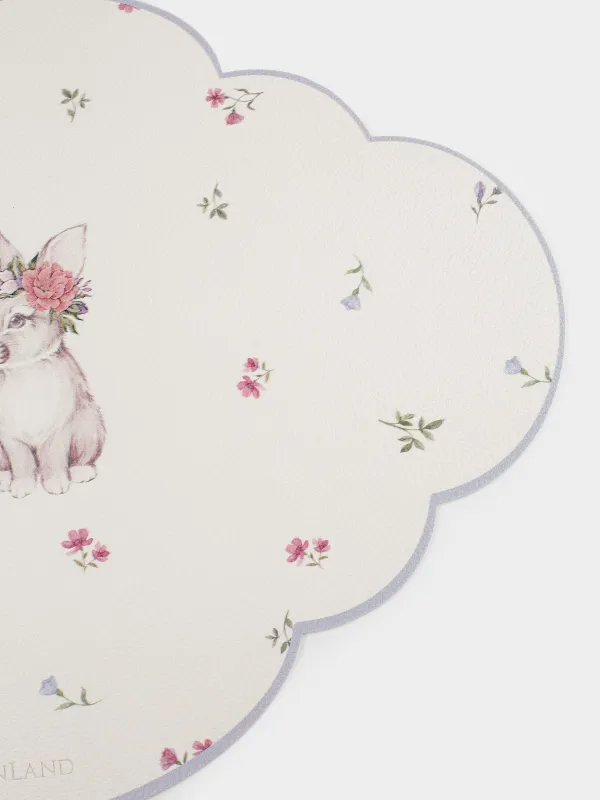 Салфетка под приборы, 30x45 см, ПВХ, фигурная, молочная, Кролики и цветы, Rock print, image-3