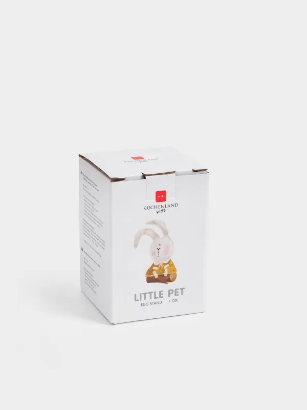 Жұмыртқа тұғыры, балаларға арналған, 7 см, фарфор N, ақ, торт және қоян, Little pet, image-4