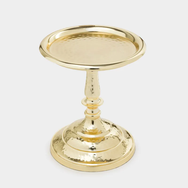 Шам ұстағыш, 26 см, шай/цилиндрлік шамға арналған, аяқты, металл/шыны, алтын, Кракелюр, Fantastic Ice, image-3