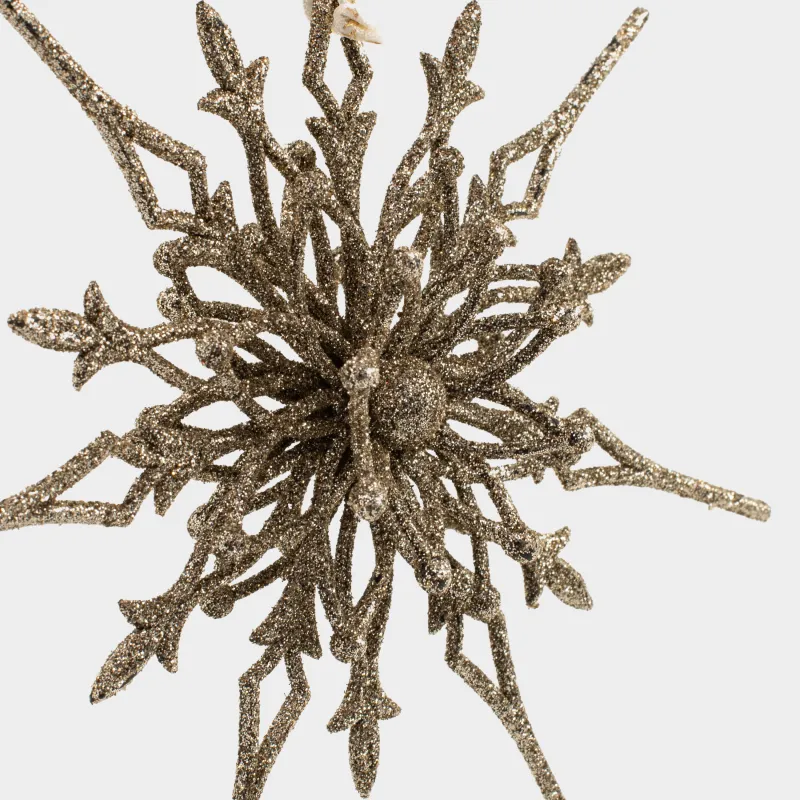 Игрушка елочная, 18 см, пластик, шампань, Снежинка, Figure sparkle, image-1