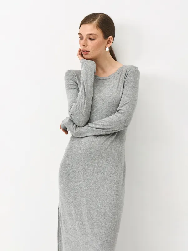 Әйелдер көйлегі, макси, өлшемі XS, ұзын жеңді, вискоза/спандекс, сұр, Alfonsina, image-1