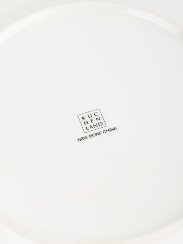 Түскі ас тәрелкесі, 27 см, фарфор N, ақ, күміс жиектері бар, Жылқы, Kairon horse, image-4