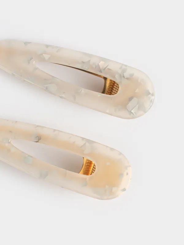 Заколка для волос, 7 см, 2 шт, акрил/металл, перламутр, Гламур, Glam, image-3