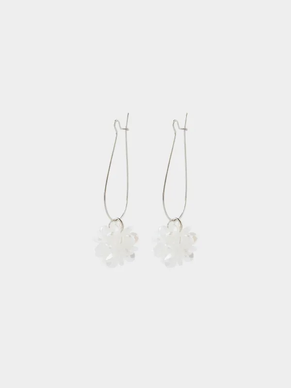 Сырғалар, 5 см, 2 дана, акрил/металл, күміс түстес, Гүл, Jewelry, image-1