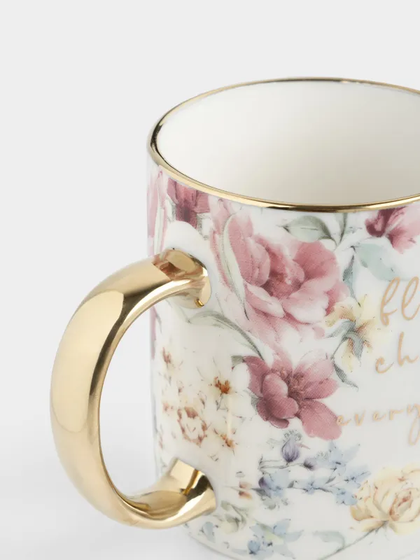 Саптыаяқ, 350 мл, фарфор N, ақ-алтын, Гүлдер, Flowers, image-2