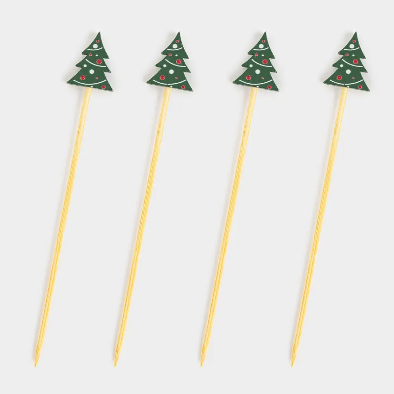 Канапе таяқшасы, 9 см, 20 дана, бамбук, жасыл, Безендірілген шырша, Elegant details