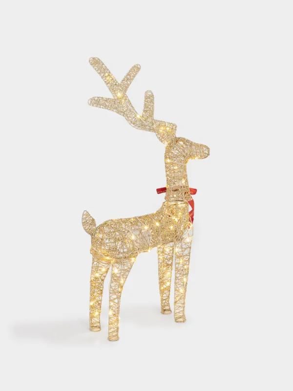 Мүсінше, жарықтандырылған, 36х20 см, анимацияланған, металл, алтын, Бұғы, Deer sparks, image-2