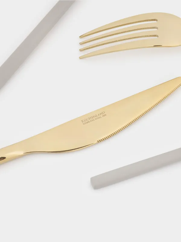 Ас құралдары, 6 адам, 24 зат, болат, алтын сарғылт-қоңыр, Milano, image-2