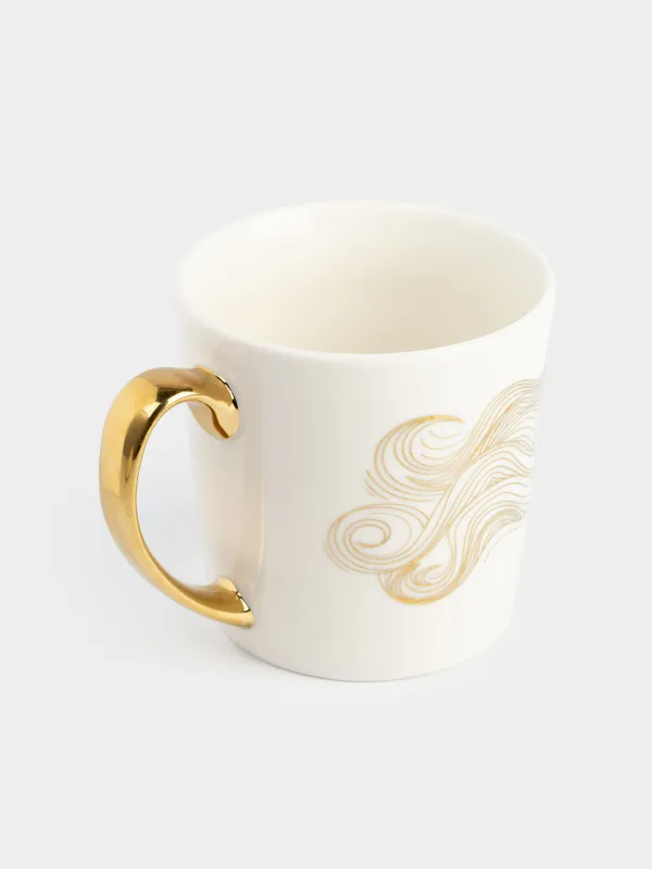 Кружка, 500 мл, фарфор N, бело-золотистая, Лошадь, Horse gold, image-1