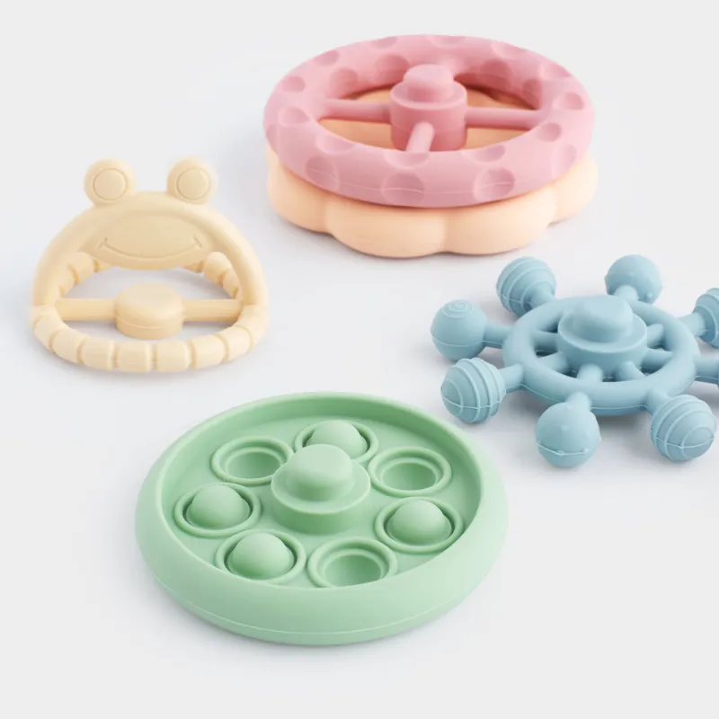 Игрушка развивающая, 11 см, 6 пр, силикон, цветная, Пирамидка фигурная, Kiddy, image-3