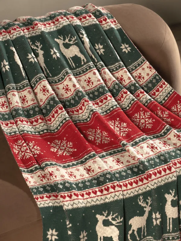 Плед, 130х170 см, хлопок, молочно-коричневый, Скандинавские узоры, Lapland print, image-2